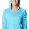 imageColumbia Womens PFG Tidal Tee Hoodie UV Protection MoistureWickingAtollWhite Logo