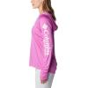 imageColumbia Womens PFG Tidal Tee Hoodie UV Protection MoistureWickingBright LavenderWhite Logo