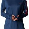 imageColumbia Womens PFG Tidal Tee Hoodie UV Protection MoistureWickingCarbonRed Spark Logo