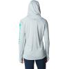 imageColumbia Womens PFG Tidal Tee Hoodie UV Protection MoistureWickingCirrus GreyElectric Turquoise Logo