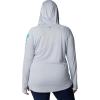 imageColumbia Womens PFG Tidal Tee Hoodie UV Protection MoistureWickingCirrus GreyOcean Blue Logo