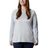 imageColumbia Womens PFG Tidal Tee Hoodie UV Protection MoistureWickingCirrus GreyStormy Blue Logo