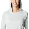 imageColumbia Womens PFG Tidal Tee Hoodie UV Protection MoistureWickingCool GreenWhite Logo