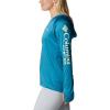 imageColumbia Womens PFG Tidal Tee Hoodie UV Protection MoistureWickingDeep MarineLight Lime Logo