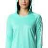 imageColumbia Womens PFG Tidal Tee Hoodie UV Protection MoistureWickingDolphinWhite Logo