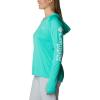 imageColumbia Womens PFG Tidal Tee Hoodie UV Protection MoistureWickingElectric TurquoiseWhite Logo