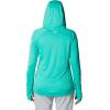 imageColumbia Womens PFG Tidal Tee Hoodie UV Protection MoistureWickingElectric TurquoiseWhite Logo