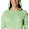 imageColumbia Womens PFG Tidal Tee Hoodie UV Protection MoistureWickingLime GlowWhite Logo