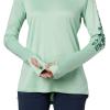 imageColumbia Womens PFG Tidal Tee Hoodie UV Protection MoistureWickingNew MintWaterfall Logo