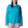 imageColumbia Womens PFG Tidal Tee Hoodie UV Protection MoistureWickingOcean TealWhite Logo