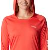 imageColumbia Womens PFG Tidal Tee Hoodie UV Protection MoistureWickingRed HibiscusWhite Logo