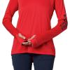 imageColumbia Womens PFG Tidal Tee Hoodie UV Protection MoistureWickingRed LilyCollegiate Navy Logo