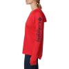 imageColumbia Womens PFG Tidal Tee Hoodie UV Protection MoistureWickingRed LilyCollegiate Navy Logo