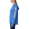 imageColumbia Womens PFG Tidal Tee Hoodie UV Protection MoistureWickingStormy BlueLight Coral Logo