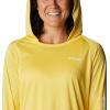 imageColumbia Womens PFG Tidal Tee Hoodie UV Protection MoistureWickingSun GlowWhite Logo