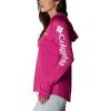 imageColumbia Womens PFG Tidal Tee Hoodie UV Protection MoistureWickingWild FuchsiaWhite Logo