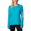 imageColumbia Womens PFG Tidal Tee Hoodie UV Protection MoistureWickingOcean TealWhite Logo