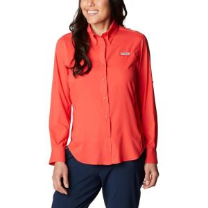 imageColumbia Sportswear Womens PlusSize Tamiami II Long Sleeve ShirtRed Hibiscus