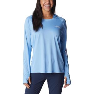 imageColumbia Womens PFG Tidal Tee Hoodie UV Protection MoistureWickingAgateSatin Pink Logo