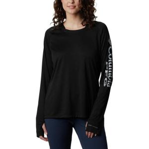 imageColumbia Womens PFG Tidal Tee Hoodie UV Protection MoistureWickingBlackCirrus Grey Logo