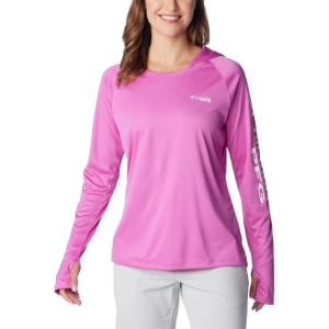 imageColumbia Womens PFG Tidal Tee Hoodie UV Protection MoistureWickingBright LavenderWhite Logo