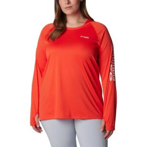imageColumbia Womens PFG Tidal Tee Hoodie UV Protection MoistureWickingBright PoppyWhite Logo