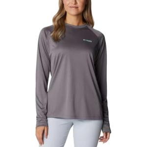 imageColumbia Womens PFG Tidal Tee Hoodie UV Protection MoistureWickingCity GreyMint Cay Logo