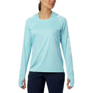 imageColumbia Womens PFG Tidal Tee Hoodie UV Protection MoistureWickingClear BlueWhite Logo