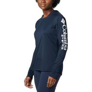 imageColumbia Womens PFG Tidal Tee Hoodie UV Protection MoistureWickingCollegiate NavyWhite Logo