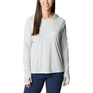 imageColumbia Womens PFG Tidal Tee Hoodie UV Protection MoistureWickingCool GreenWhite Logo