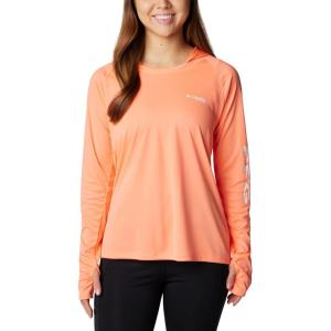 imageColumbia Womens PFG Tidal Tee Hoodie UV Protection MoistureWickingCoral GlowWhite Logo