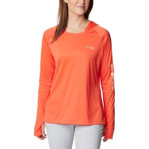 imageColumbia Womens PFG Tidal Tee Hoodie UV Protection MoistureWickingCorangeLight Coral Logo