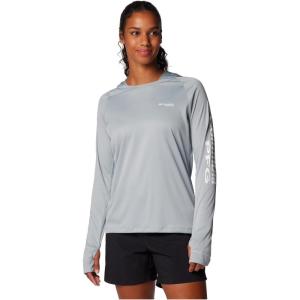 imageColumbia Womens PFG Tidal Tee Hoodie UV Protection MoistureWickingCrushed BlueWhite Logo