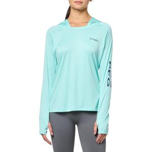 imageColumbia Womens PFG Tidal Tee Hoodie UV Protection MoistureWickingGulf StreamCarbon Logo
