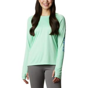 imageColumbia Womens PFG Tidal Tee Hoodie UV Protection MoistureWickingKelpStormy Blue Logo