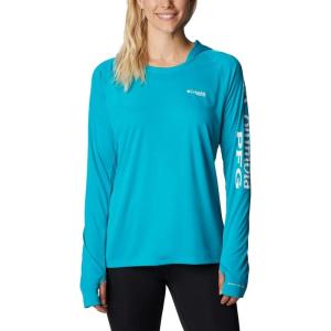 imageColumbia Womens PFG Tidal Tee Hoodie UV Protection MoistureWickingOcean TealWhite Logo