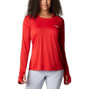 imageColumbia Womens PFG Tidal Tee Hoodie UV Protection MoistureWickingRed SparkWhite Logo
