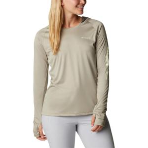 imageColumbia Womens PFG Tidal Tee Hoodie UV Protection MoistureWickingSafariLight Lime Logo