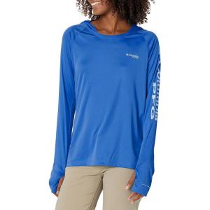 imageColumbia Womens PFG Tidal Tee Hoodie UV Protection MoistureWickingTanzaniteWhite Logo