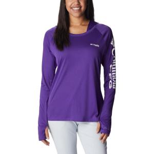 imageColumbia Womens PFG Tidal Tee Hoodie UV Protection MoistureWickingVivid PurpleWhite Logo