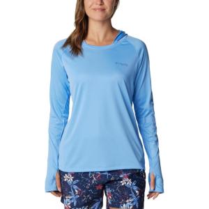 imageColumbia Womens PFG Tidal Tee Hoodie UV Protection MoistureWickingWhite CapBluebell Logo