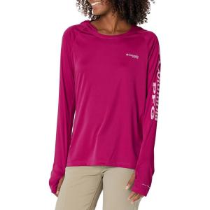 imageColumbia Womens PFG Tidal Tee Hoodie UV Protection MoistureWickingWild FuchsiaWhite Logo