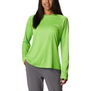 imageColumbia Womens Tidal Tee II Long Sleeve ShirtGreen MambaWhite Logo