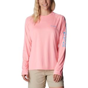 imageColumbia Womens Tidal Tee II Long Sleeve ShirtRed HibiscusWhite Logo