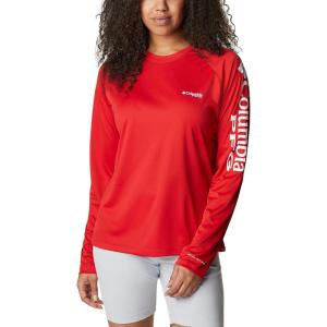 imageColumbia Womens Tidal Tee II Long Sleeve ShirtRed SparkWhite Logo