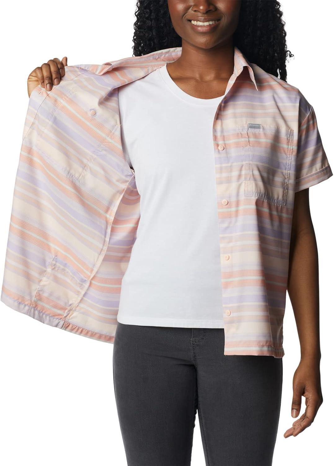 imageColumbia Womens Silver Ridge Utility Short Sleeve ShirtPeachPainted Hills Stripe