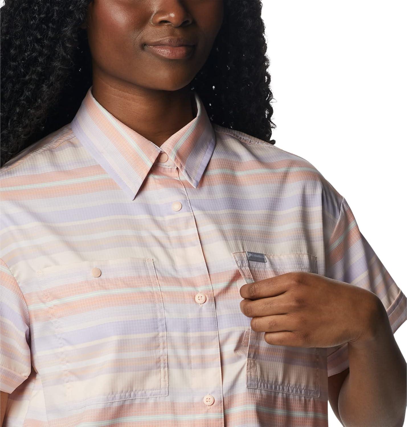 imageColumbia Womens Silver Ridge Utility Short Sleeve ShirtPeachPainted Hills Stripe