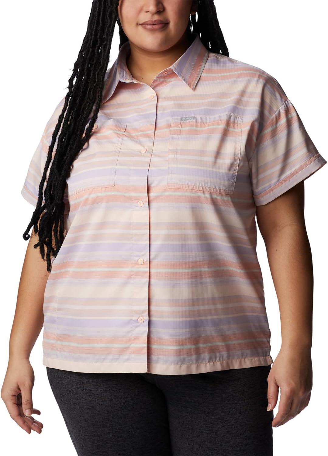 imageColumbia Womens Silver Ridge Utility Short Sleeve ShirtPeachPainted Hills Stripe