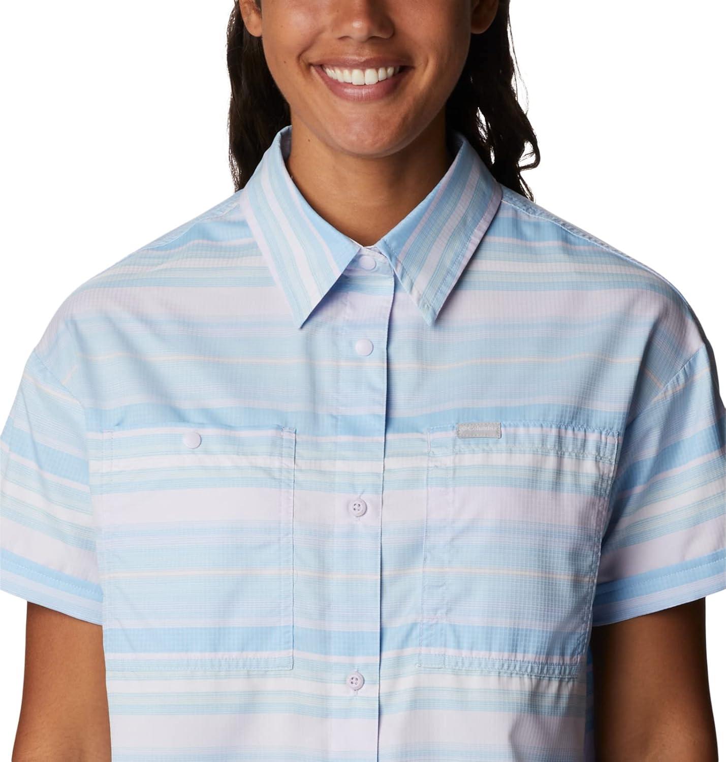 imageColumbia Womens Silver Ridge Utility Short Sleeve ShirtPurple TintPainted Hills Stripe