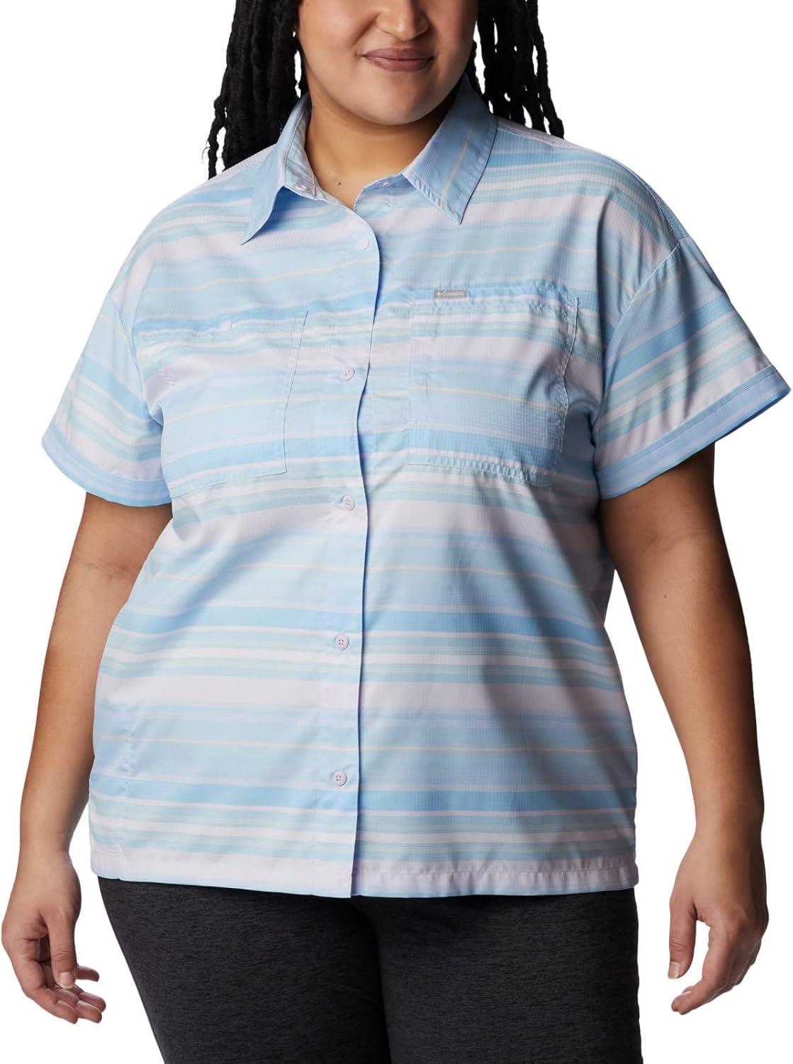 imageColumbia Womens Silver Ridge Utility Short Sleeve ShirtPurple TintPainted Hills Stripe